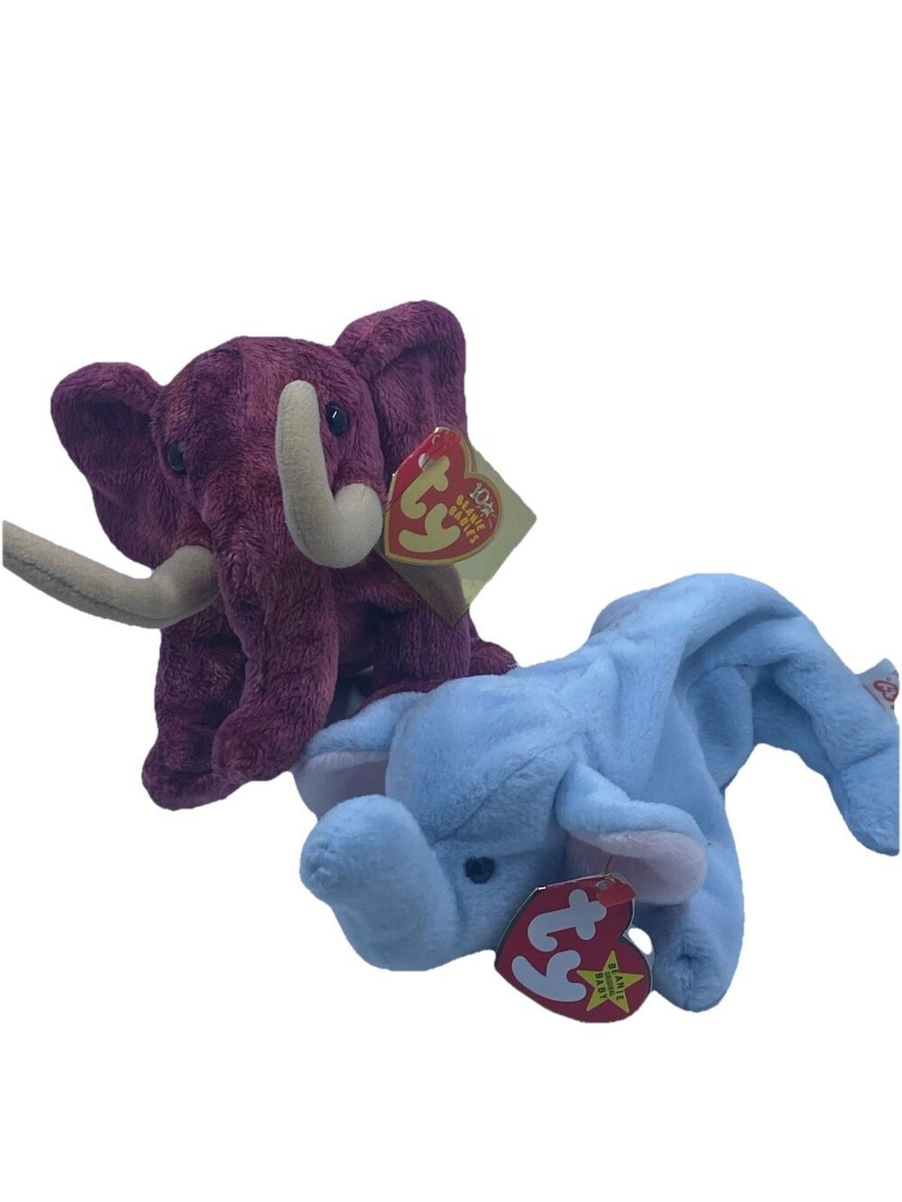 Ty Beanie Babies Lot – Colosso the Mammoth (10th Anniversary) + Peanut the Eleph